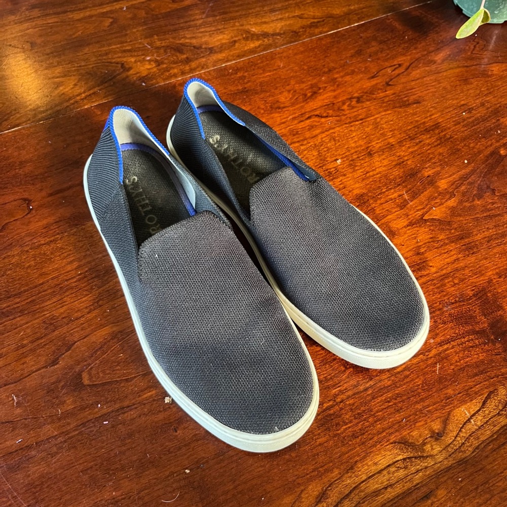 Rothys‎ The Sneaker Black Solid Slip On Knit Shoes Womens Size 10 Sustainable